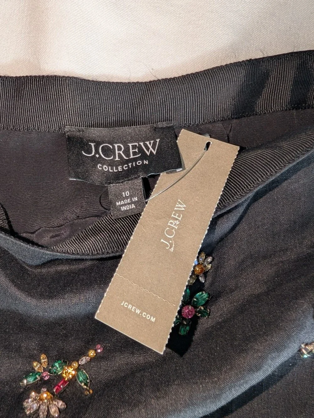 J. Crew Black Midi Skirt with Petite Floral Motif